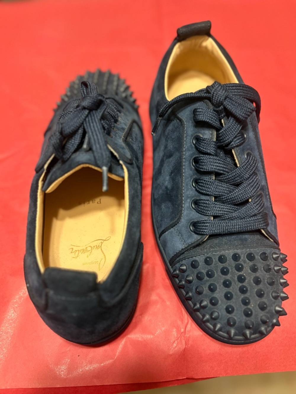 Christian Louboutin Beige Leather Sneaker Interior Detail